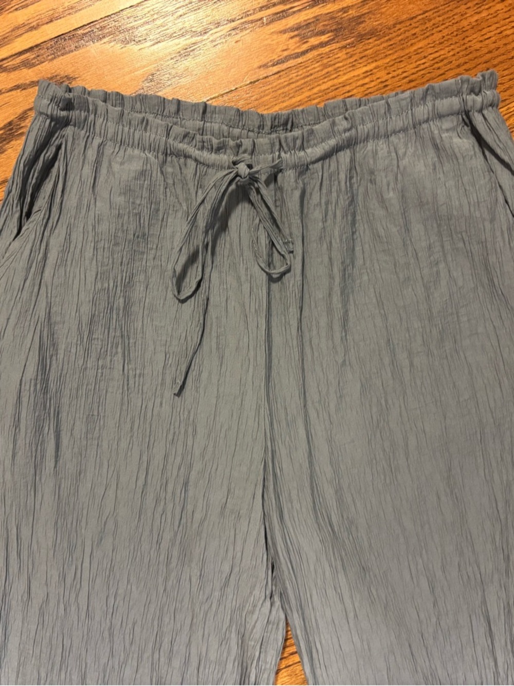 Zara Light Blue Crinkle Drawstring Pants